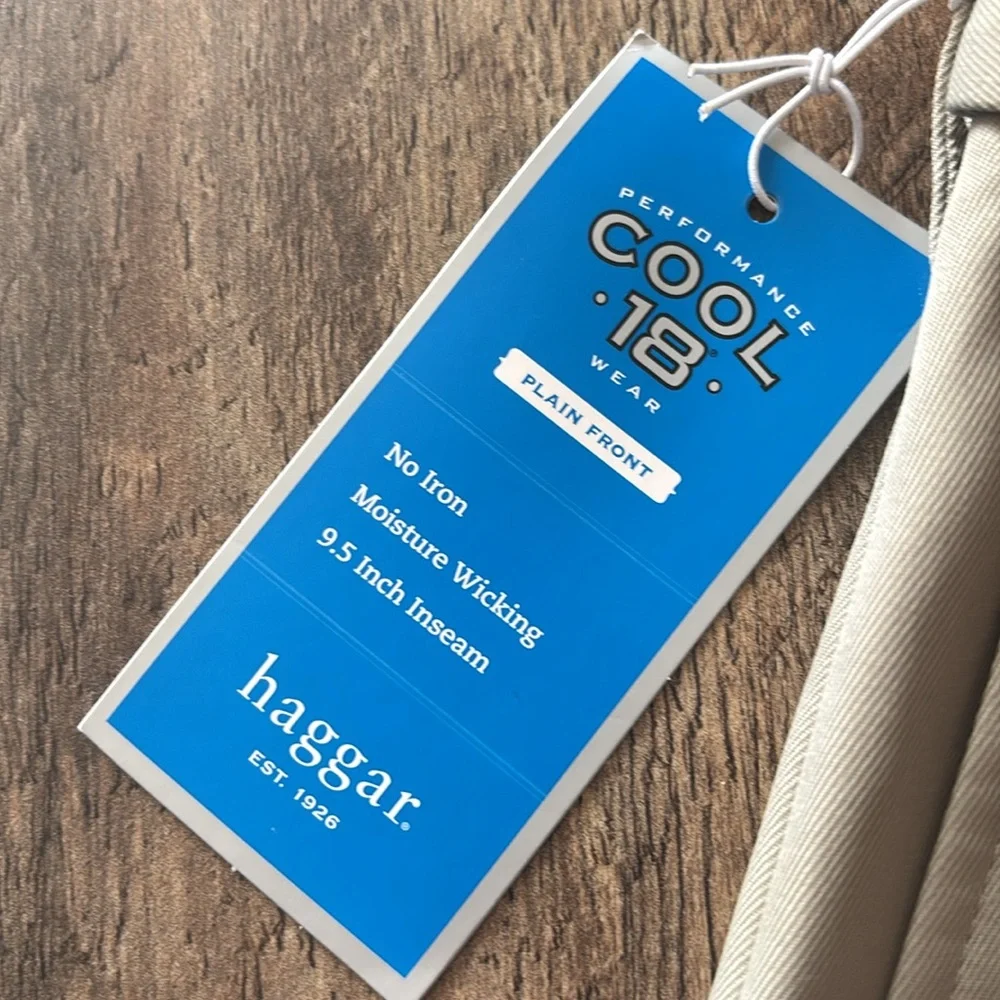 Haggar Plain Front Performance Cool 18 Khaki Tan Shorts New With Tags 32